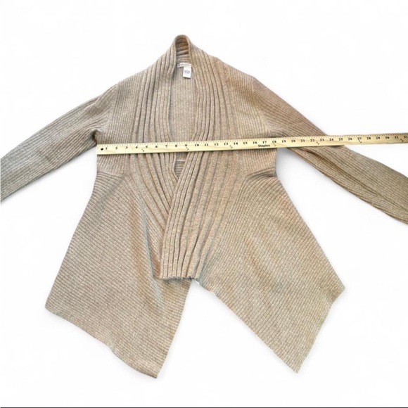 Sarah Spencer Angora Blend Oatmeal Waterfall Ribbed Open Front Cardigan Cozy | L - Picture 10 of 10